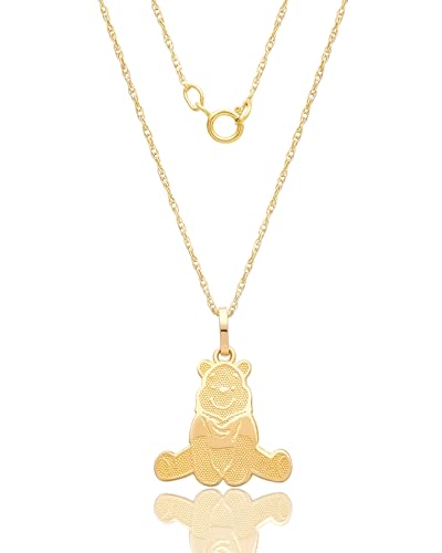 Disney Womens Winnie the Pooh Pendant Necklace 18", 14k Yellow Gold Winnie the Pooh Necklace Official License3