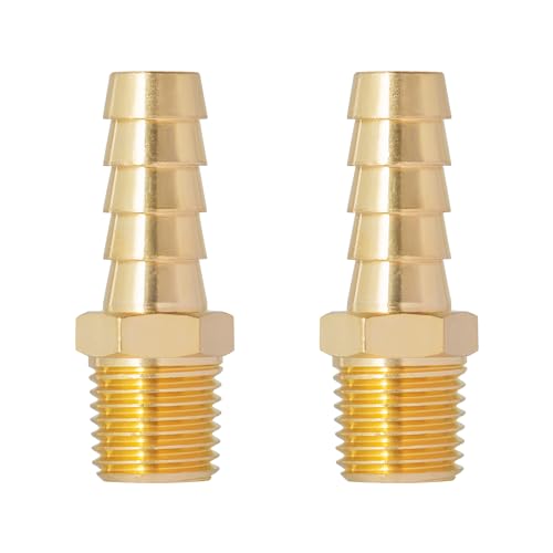SUNGATOR Hose Barb Fittings 3/8 Inch Barb × 1/4 Inch NPT, Brass Air Hose Fittings, 3/8