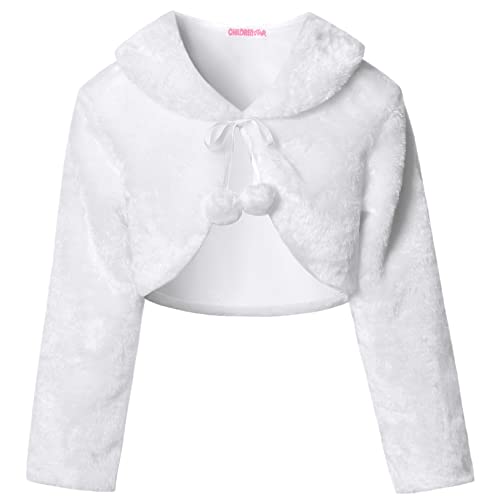 CHILDRENSTAR Girls Faux Fur Cardigan Shrugs Sweater White Bolero Winter Shawl Wrap