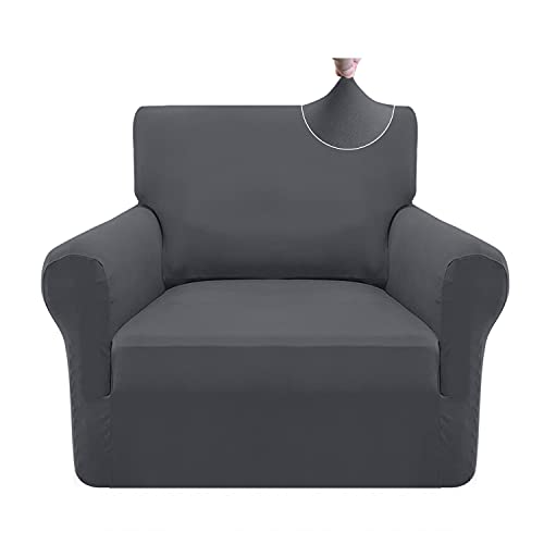 Granbest Housse de canapé stretch en microfibre super douce - Housse de canapé en élasthanne - Protection de meubles avec mousse antidérapante (1 place, gris) Cover