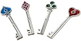 Aleación de zinc Resident Evil 2 Remake Llavero 4pcs Plata Llaves Colección Conjunto Collar Colgante Biohazard RE:2 Accesorios Cosplay