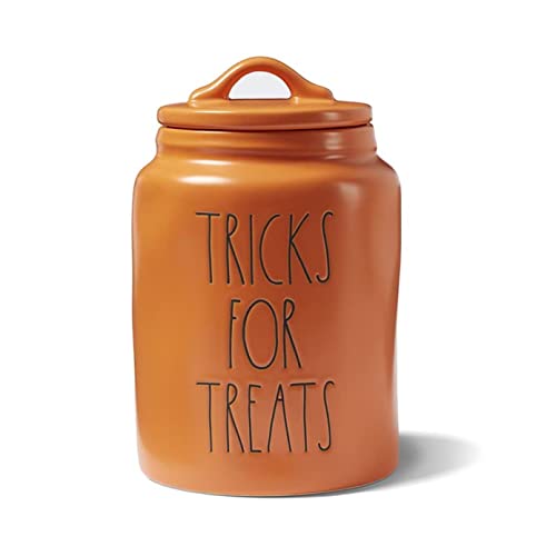 Rae Dunn Artisan Orange “TRICKS FOR TREATS” Coffee Storage Canister