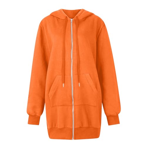 Long Zip Up Hoodie Women Fleece Lined Oversized Tunic Sweatshirt Drop Shoulder Knee Length Fall Winter Hooded Jacket4