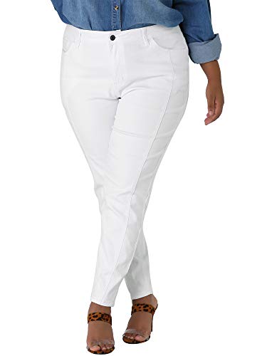 Agnes Orinda Women's Plus Size Jeans Washed Stretchy Skinny Jean Classic High Rise Casual Jeggings Denim Pants3