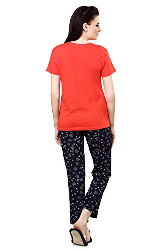 Image of Evolove Women's Cotton Round Neck Short SleevesNight Suit Set /Top Pyjama Set Super Soft Comfortable (Nightsuit-Round-HS-4)