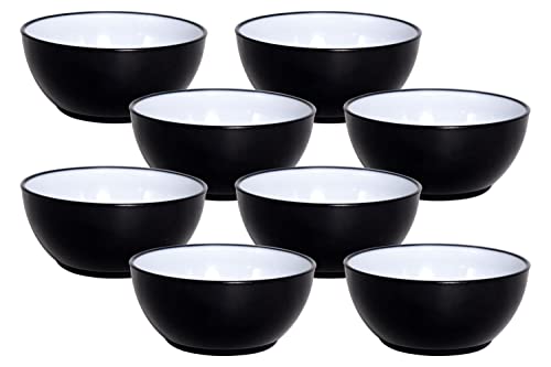 Morvi Wonder Plastic Desire Microwave Safe Bowl Set, Mixing Bowl, 08 Pcs, Bowl 500 ml, Black Color, Made in India, MRV04855