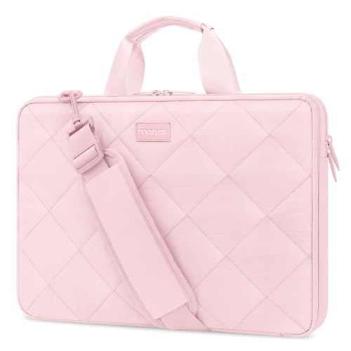 MOSISO 360 Bolsa de ombro protetora portátil, bolsa acolchoada dupla camada portátil com fecho de correr anti-roubo, ROSA