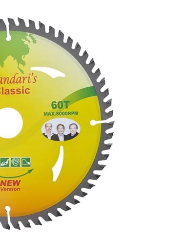 Jon Bhandari Tools Classic 1pc TCT Circular Saw Blade for Wood – 7 Inch (180mm), 60 Teeth, Tungsten Carbide Tipped, Smooth & Fast Cutting – For Plywood, MDF, HDF, Veneer, Composite Board, Switchboard