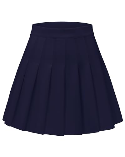 Shestellar Women Pleated Mini Skirt, High Waisted A-Line Skirt with Elastic Waist for Casual Wear...