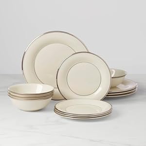 Lenox solitaire piece dinnerware set 12 count white  urban country home decor
