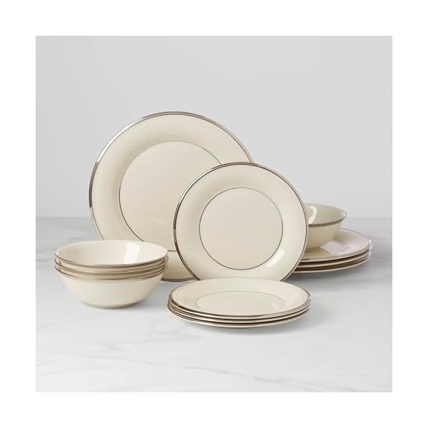 Lenox solitaire piece dinnerware set 12 count white  urban country home decor