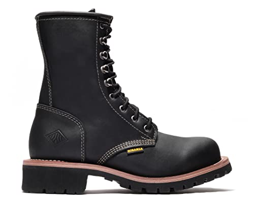 Image of Bonanza Boots Sierra Logger 9 inch Work Boots for Men - Premium Leather Steel Toe Boots with Slip and Oil Resistant Rubber Outsole