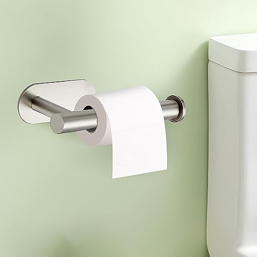 1 Pack Adhesive Toilet Roll Stand - Brushed Nickel SUS304 Stainless Steel, Rustproof Toilet Paper Holder No Drilling Tissue Holder for Kitchen Bathroom Wall Mount - Image 4
