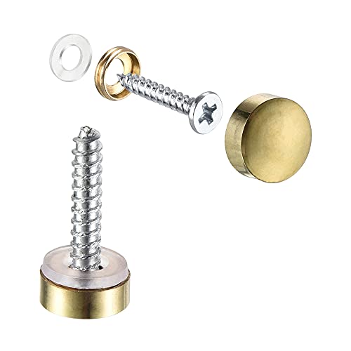 sourcing map 12pcs Cache Vis Miroir 10mm/0.39' Décoratif Capuchon Attaches Couverture Clous Polissage Doré 304 INOX Acier