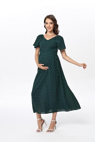 Image of Maternity Dress Women's Off Shoulder Split A Line Casual Maxi Dress Photography Dress for Babyshower