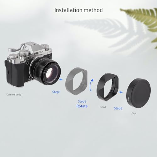 Haoge LH-X53B+CAP-X53B Lh-X53B Square Metal Lens Hood Shade With Metal Cap For Fujifilm Fuji Fujinon Xf 35Mm F1.4 R / Xf35Mmf1.4 R Lens On Camera X-H1 Xs-10 X-Pro3 X-T4 X-T3 X-T2 X-T30 X-T20 thumb #5