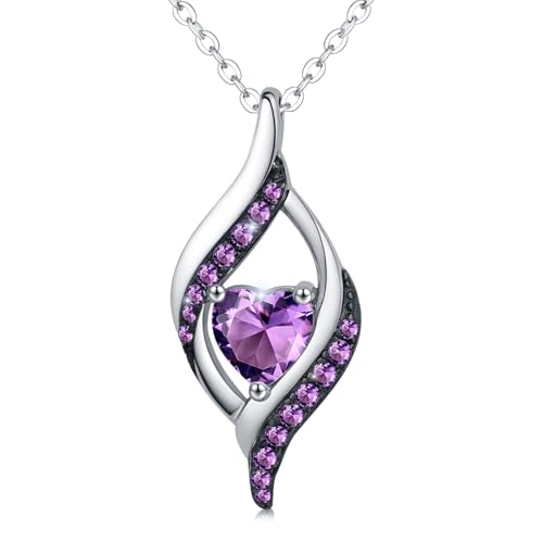 KiiKii Birthday Gifts for Women Birthstone Necklace Platinum Plated 925 Sterling Silver Forever Love Heart Pendant Meaningful Jewelry Gifts for Wife Mom