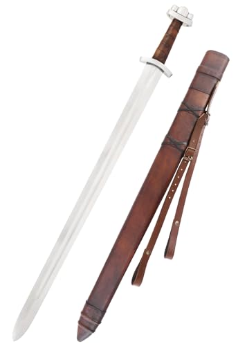 Battle-Merchant - Frühes Wikingerschwert Godfred mit Scheide 8. Jh. - Dekoratives Einhand-Schwert - Echt Metall - ab 18