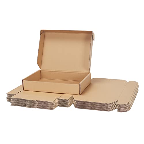 RLAVBL Pack de 25 Cajas de Cartón 28x20,4x5,1 cm Con Tapa, Pequeñas de Cartón Ondulado, Marrón