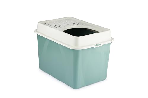 Rotho MyPet Eco Berty Katzenklo mit Top-Eingang Kunststoff (PP recycelt) grün (57.2 x 39.3 x 40.4 cm)