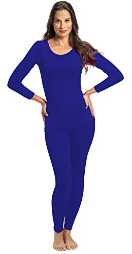 Rocky Thermal Underwear for Women Fleece Lined Thermals Women's Base Layer Long John Set (Blue - Midweight - Large)