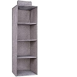 Estanteria Colgante Tela Eulond Organizador Colgante para Armario de 4 Niveles, Estantería Colgante de Tela, Estante de Tela para Armario para Ropa, Toallas, Gris