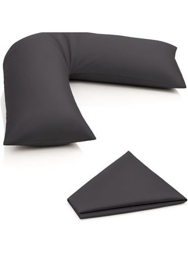 I&S Home V-förmiges Kissen mit Kissenbezug – bequeme Schwangerschaft, Mutterschaft und orthopädische Unterstützung, V-Kissen, extra gefüllte Hohlfaser, weiche Unterstützung für Nacken, Rücken und