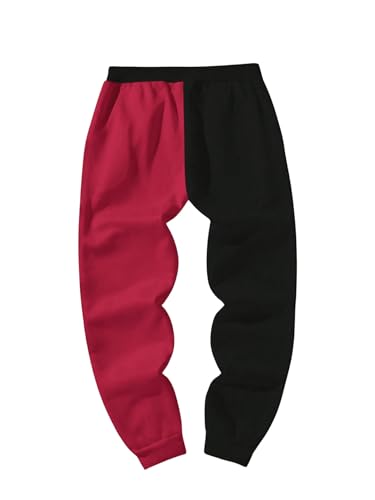 SHENHE Men's Color Block Graphic Sweatpants Drawstring Gym Joggers Pants with Pockets3