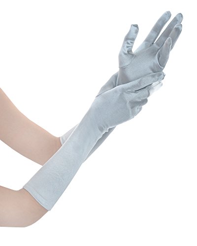 JISEN Women Formal Bridal Satin Banquet Party Wedding Opera Gift Gloves Grey