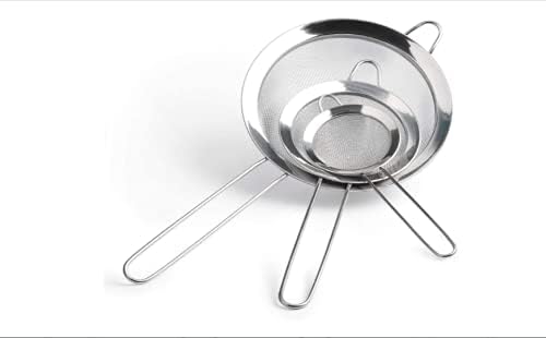 Set of 3 Fine Mesh Strainers,Stainless Steel Stainer with Long Handle