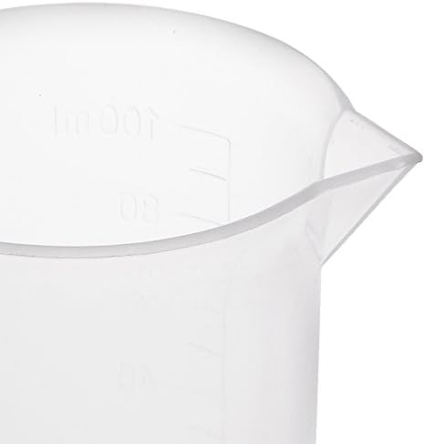 sourcingmap Measuring Cup 100ml PP Plastic Graduated Beaker Transparent for Lab Kitchen Liquids 6pcs