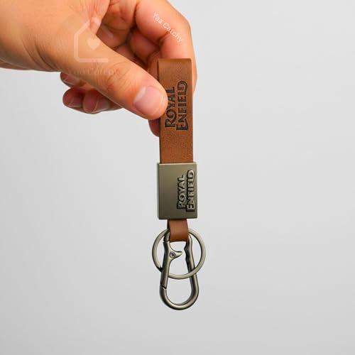 Image of Premium Leather Keychain Metal Hook Compatible with Durable Faux Leather Brown Strap with Heavy-Duty Alloy Clip Stylish Bike & Car Key Holder