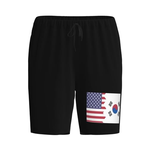 Korean American Half Flag Pajama Shorts for Men, Men's Pajama Bottoms, Sleepwear for Summer2