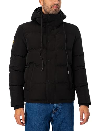 Superdry Everest Short Hooded Buffer Chaqueta para hombre, negro intenso, XXXL