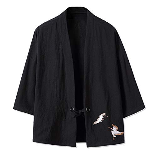 Men`s Japanese Traditional Shirt Kimono Cardigan Tops Cloak