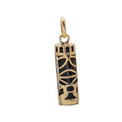 ASCALIDO pendentif TIKI en plaqué Or intérieur noir amulette porte bonheur Tahitienne sagesse vrai plaqué or 18 carats