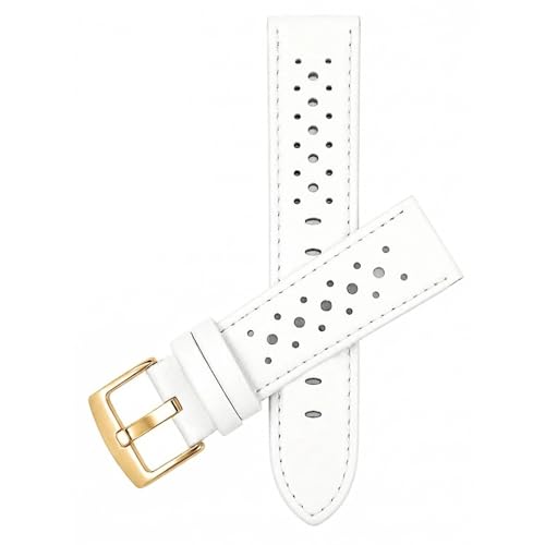 Image of Bandini Mens Leather Watch Band Strap, Vented, Racer, GT Rally, Stainless Steel Buckle, 10 Colors - 18mm, 20mm, 22mm, 24mm (Many sizes also come in Extra Long XL)