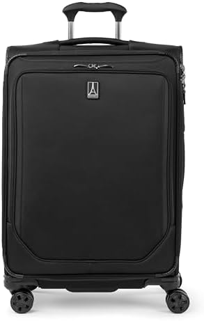 Travelpro Crew Classic Lightweight Softside Expandable Checked Luggage, 8 Wheel Spinner Suitcase, TSA Lock, Men and Women, Checked Medium 25-Inch, Black
