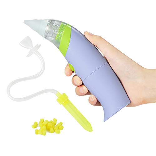 Amplim Battery Operated Baby Nasal Aspirator with Snot Sucker and 30 Hygiene Filters, AMP1906, Blue - Thumbnail 4