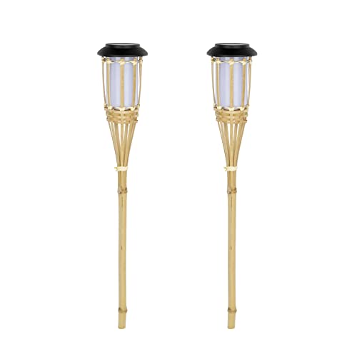 LED Solar Gartenfackel Bambus Gartenleuchte Solarfackel Fackel Solarleuchte...
