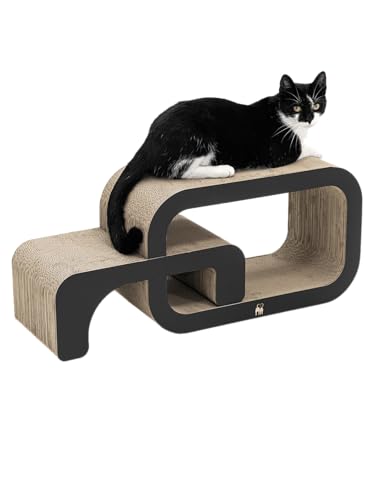 Petrebels Kratzpappe Max 55, Katzen Kratzbrett aus sehr stabilem Karton, Kratzkarton 55 x 24 x 33 cm, Farbe Schwarz Petrebels Kratzpappe Max 55, Katzen Kratzbrett aus sehr stabilem Karton, Kratzkarton 55 x 24 x 33 cm, Farbe Schwarz