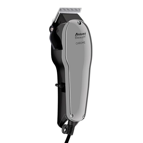 Image of ASBAH Professional Chrome Hair Clipper - High-Precision Stainless Steel Blades, Adjustable Thumb Lever, Powerful Motor, Salon-Grade Grooming Trimmer for Men & Women