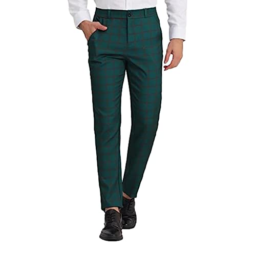 Pantalones de traje a cuadros para hombre, pantalones ligeros para descansar, pantalones rectos y delgados, pantalones de boda, pantalones casuales de negocios, cómodos, pantalones de vestir a la