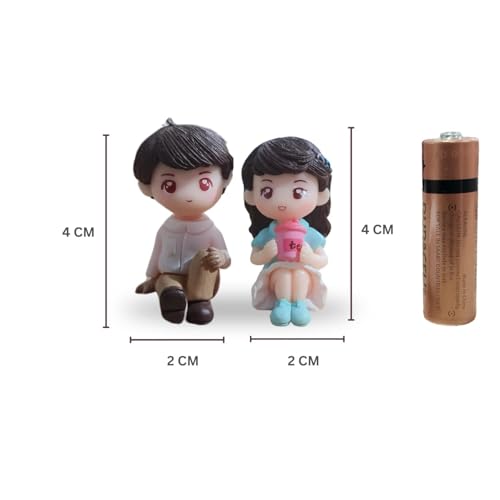 Image of Cute Cartoon Couple Car Dashboard Accessories | Plastic Action Figure Ornament with Balloon | Interior Dashboard Decoration for Car, Home, Office (8 x 4 cm) (Model 6)
