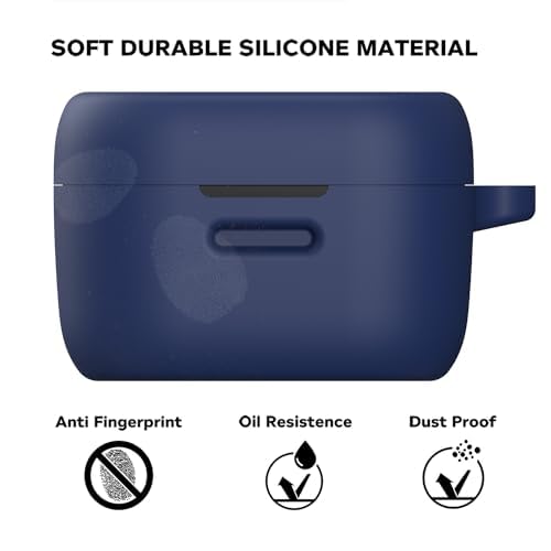 Image of Sounce Earphone Case Cover Compatible for Boat Airdopes Fuel, Soft Silicone Skin Case Cover Shock-Absorbing Protective Case with Keychain [Front LED Visible](Blue)