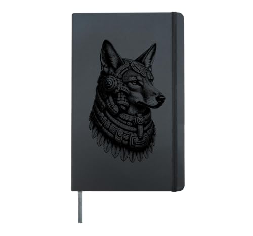 Aztec Coyote Mexican Mesoamerican Tribal Ancient Maya Hardcover Journal, Black