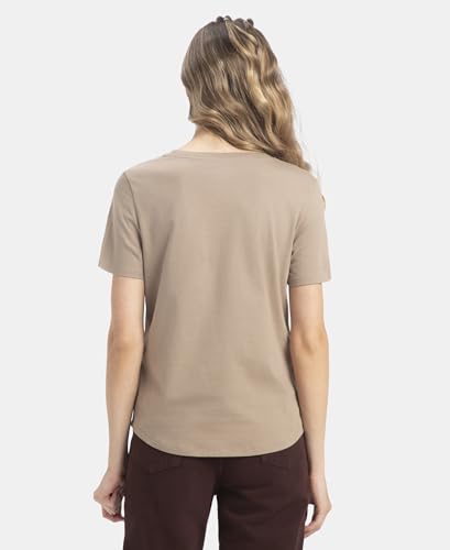Image of Jockey AW88 Women Super Combed Cotton Rich Relaxed Fit Solid Curved Hem Styled Half Sleeve T-Shirt