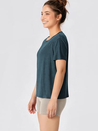 Image of ODODOS Women's Performance Cropped Tee Ultra Soft odSTRATUM Tech Short Sleeve Relaxed Top Crew Neck T-Shirts