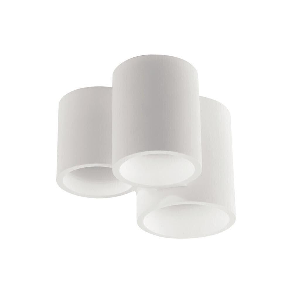 Lampadario da soffitto 3 cilindri in gesso verniciabile supporto faretto gu10