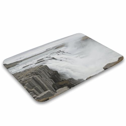 Alfombras de baño absorbentes con patrón Dettifoss antideslizante para ducha 5